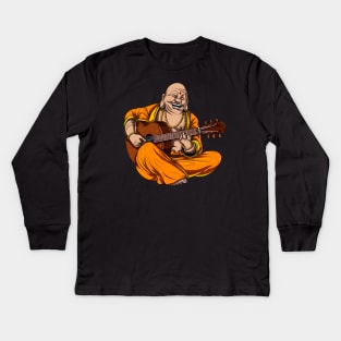 Buddha Playing Guitar Kids Long Sleeve T-Shirt